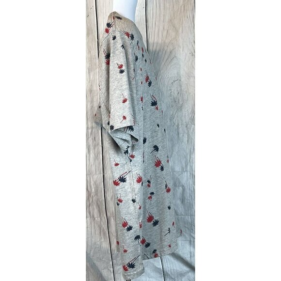 Mens XL 46-48 Short Sleeve Gray Shirt Red Blue Palm Trees Patriotic 4th of July - Picture 5 of 7